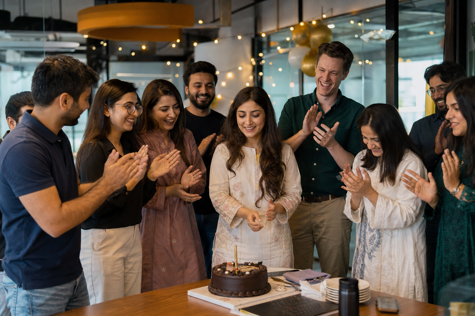 Team celebrating a milestone together